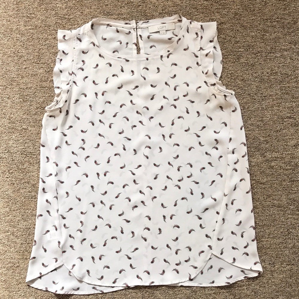LOFT Feather Ruffle Shoulder Top Small